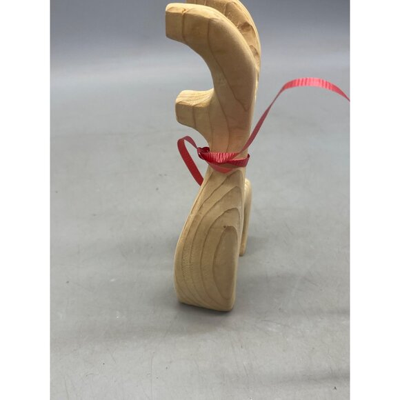handmade Christmas reindeer carved wood figurine decoration brown 7" READ used w - Picture 4 of 8